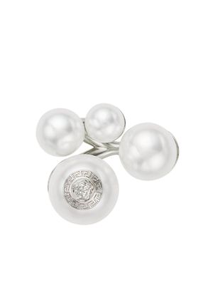 Versace Medusa faux-pearl ring - Silver