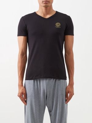 Versace - Medusa-logo Cotton-blend Pyjama T-shirt - Mens - Black