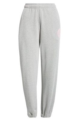 Versace Medusa Logo Cotton Jersey Sweatpants in Gray Melange/Pale Pink