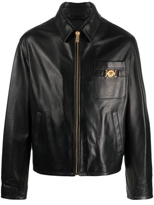 Versace Medusa logo-plaque leather jacket - Black