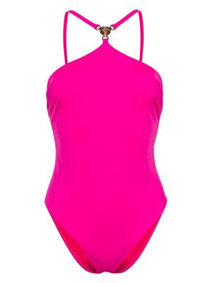Versace Medusa-plaque halterneck swimsuit - Pink