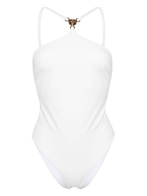 Versace Medusa-plaque halterneck swimsuit - White