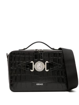 Versace Medusa-plaque leather messenger bag - Black