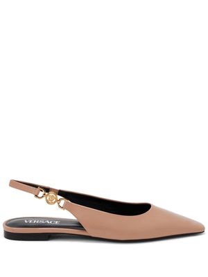 Versace Medusa-plaque slingback ballerina shoes - Brown