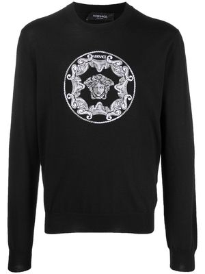 Versace Medusa-print detail knit jumper - Black