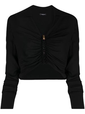 Versace Medusa ruched cropped shirt - Black