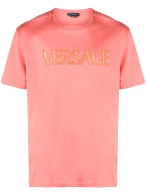 Versace mesh logo appliqué T-shirt - Red