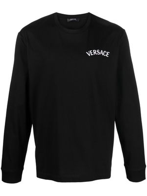 Versace Milano Stamp-embroidered cotton T-shirt - Black
