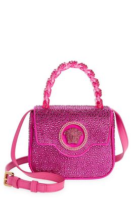 Versace Mini Crystal La Medusa Handbag in Fuchsia/Versace Gold