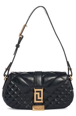 Versace Mini Greca Goddess Quilted Leather Shoulder Bag in Black/Versace Gold