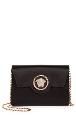 Versace Mini La Medusa Satin Wallet on a Chain in Black-Versace Gold