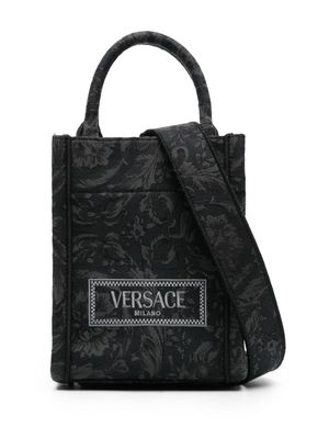 Versace mini logo-embroidered jacquard tote bag - Grey
