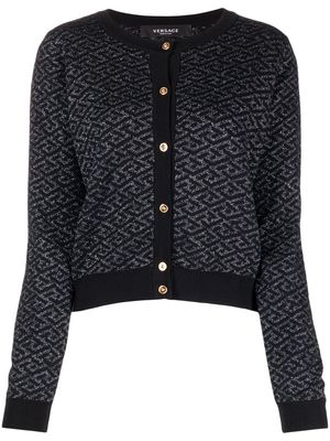 Versace monogram-jacquard knit cardigan - Black