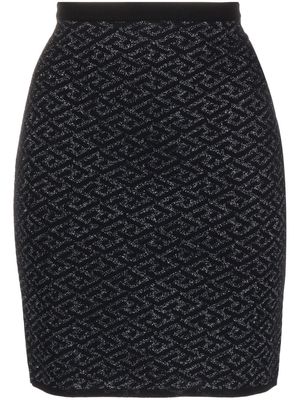 Versace monogram-jacquard knit skirt - Black