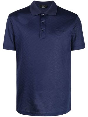 Versace monogram-pattern jacquard polo shirt - Blue