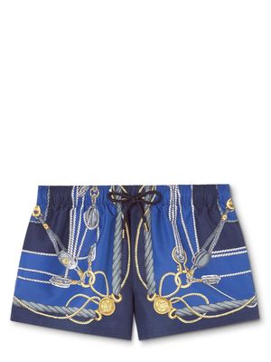 Versace Nautical graphic-print swim shorts - Blue