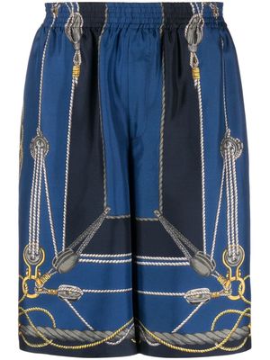 Versace nautical-print silk shorts - Blue