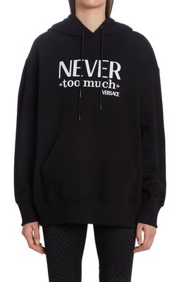 Versace Never Too Much Cotton Graphic Hoodie in Nero