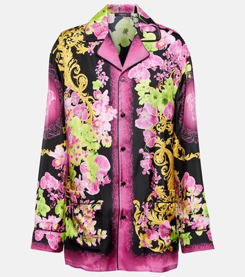 Versace Orchid Barocco silk twill pajama shirt