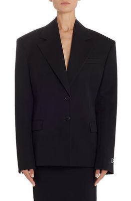 Versace Oversize Wool Gabardine Blazer in Black