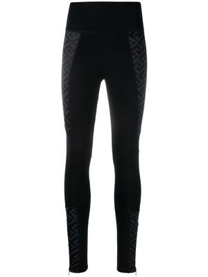 Versace panelled-monogram leggings - Black