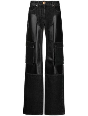 Versace panelled wide-leg jeans - Black