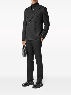 Versace patterned-jacquard tapered-leg trousers - Black