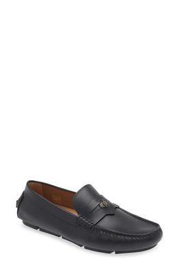 Versace Penny Driving Loafer in 1B00E-Black-Ruthenium 1B00E