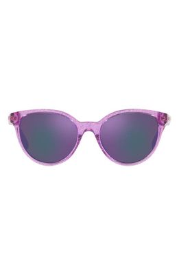 Versace Phantos 46mm Small Round Sunglasses in Lilac Glitter /Grey Violet