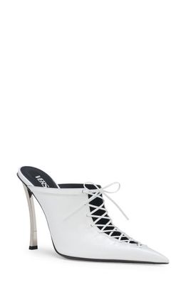 Versace Pin Point Lace-Up Pump in Optical White