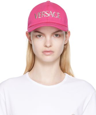 Versace Pink & Silver Embroidered Logo Cap
