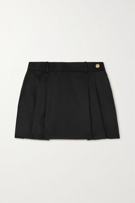 Versace - Pleated Wool Mini Skirt - Black
