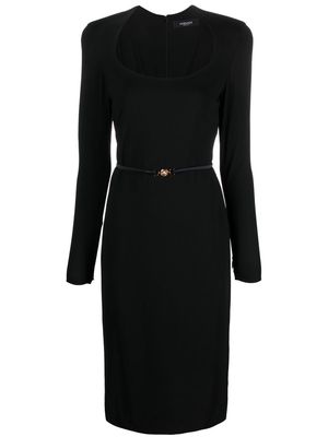 Versace plumetti-panel detail dress - Black