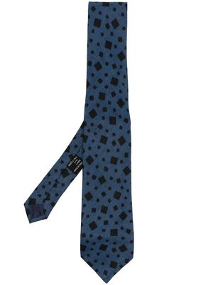 Versace Pre-Owned 1970s square-print linen tie - Blue