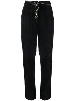 Versace Pre-Owned 1970s tie-waist leather trousers - Black