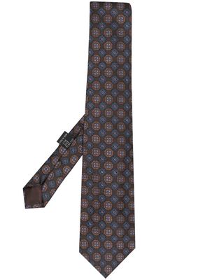 Versace Pre-Owned 1990s geometric floral-print silk tie - Blue