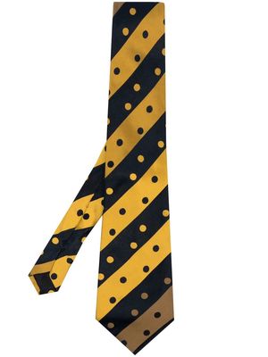 Versace Pre-Owned 2000s polka dot striped silk tie - Yellow