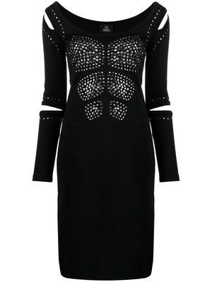 Versace Pre-Owned 2010 studded cut-out fitted dress - Black