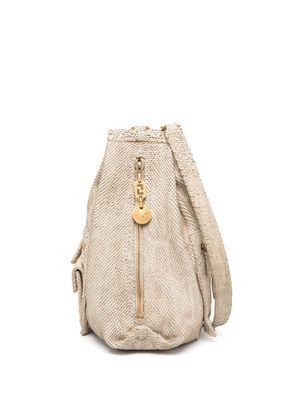 Versace Pre-Owned python-effect leather backpack - Neutrals