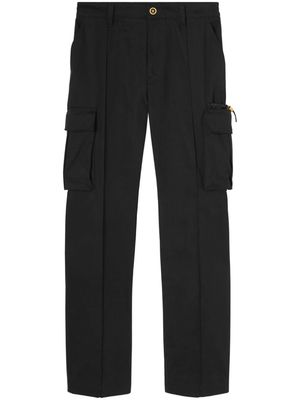 Versace pressed-crease cotton drop-crotch trousers - Black