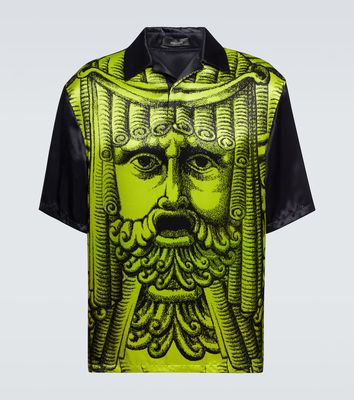 Versace Printed satin bowling shirt