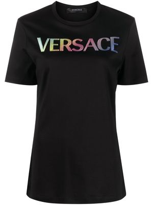 Versace rainbow-logo cotton T-shirt - Black