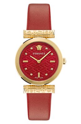 Versace Regalia Leather Strap Watch