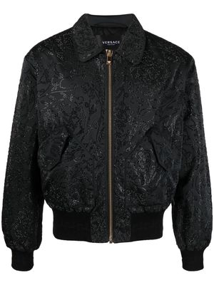 Versace rhinestone-baroque bomber jacket - Black