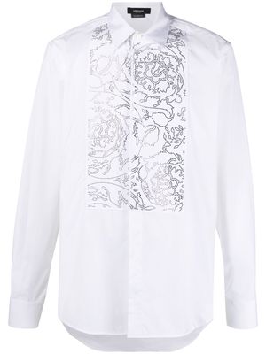 Versace rhinestone-baroque evening shirt - White