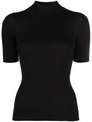 Versace ribbed-knit short-sleeve top - Black