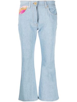 Versace Royal Rebellion flared cropped jeans - Blue