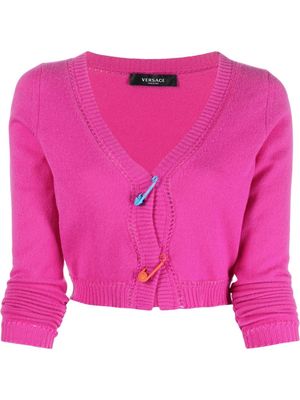 Versace safety-pin fastening cropped cardigan - Pink