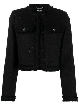 Versace sequin-embellished tweed jacket - Black