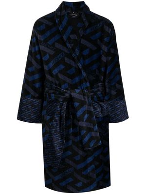 Versace sequin-logo monogram robe - Black